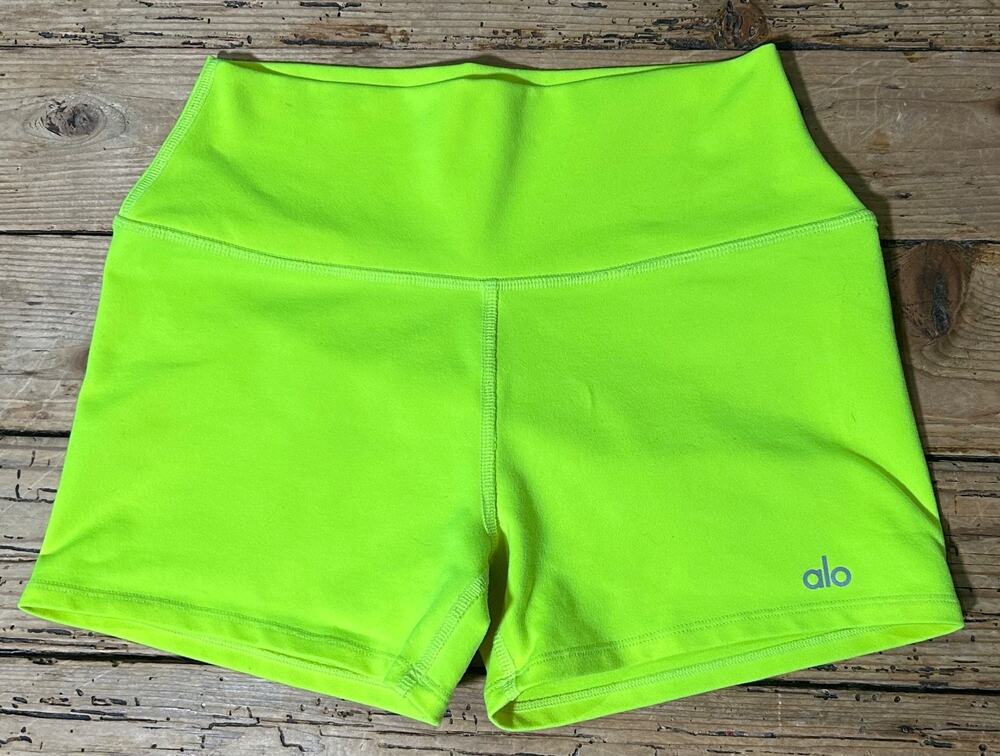 Alo Yoga High Waist Ribbed Shorts Purple Blue Biker Shorts Size Small S